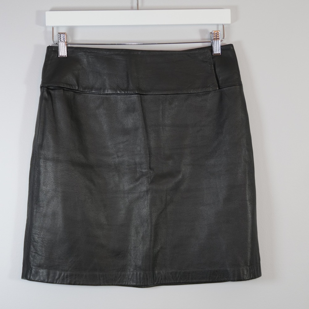Genuine Black Leather Mini Skirt Y2k 2000s Moto Chic Fairy Grunge Whimsigoth 6